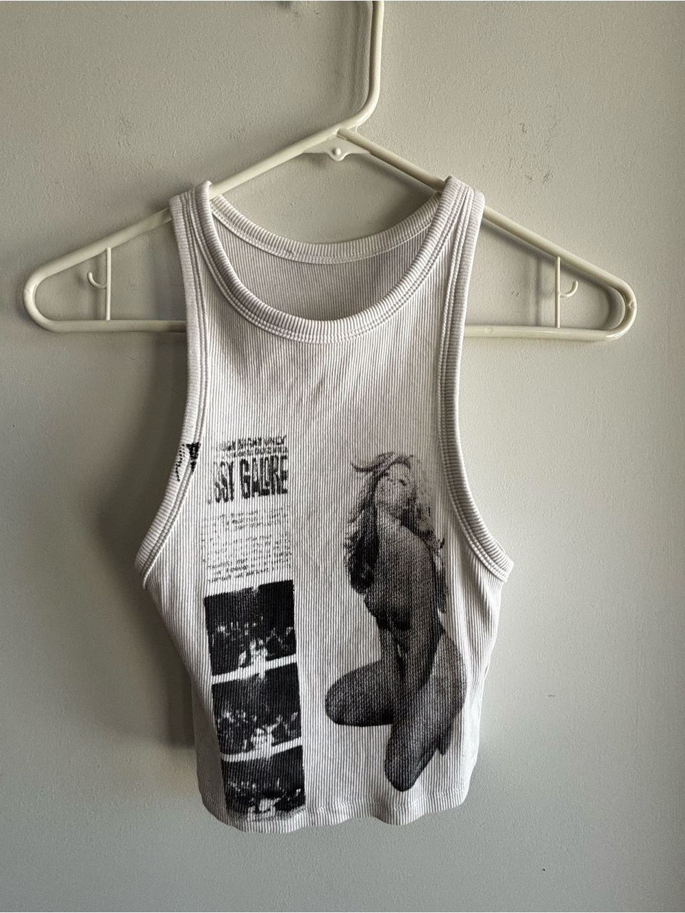 Fashion Nova White Ribbed Graphic Photo Tank